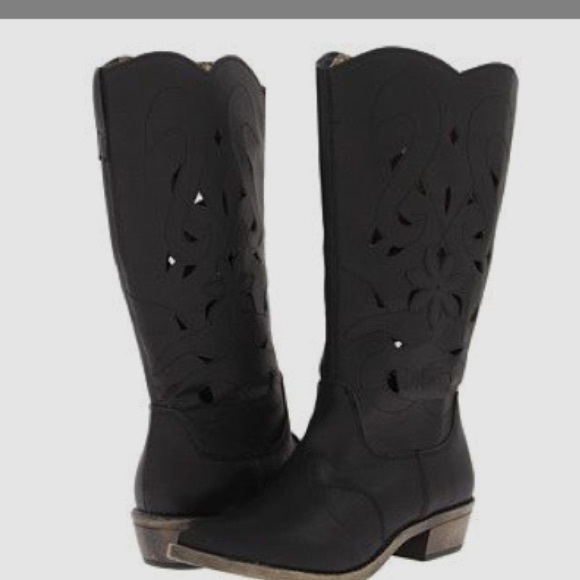 Rampage Shoes - Rampage Vander Western Cowgirl Boots Faux Leather